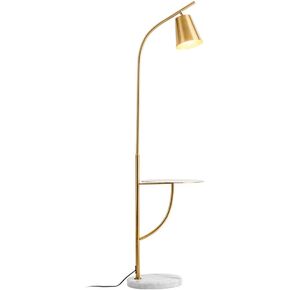 Hsyile Lighting KU300214 Creative Bedroom & Living Room Floor Lamp with a Table,Office and Reading Light - E26 Bulb - Brushed Antique Brass Finish