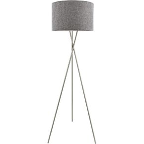 Kira Home Sadie 61" Mid Century Modern Tripod LED Floor Lamp + 9W Bulb (Energy Efficient/Eco-Friendly), Leather Accent Legs, Black Drum Shade, Black Finish