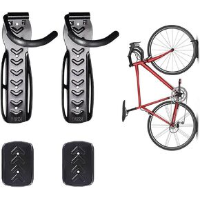 Bike Wall Mount Rack with Tire Tray - Vertical Bike Storage Rack for Indoor,Garage,Shed - Easy to install - Great for Hanging Road,Mountain or Hybrid Bikes - Screws Included - 2 Pack