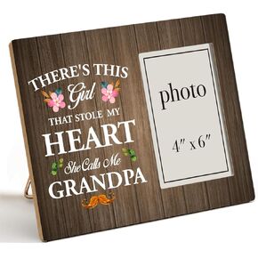 Grandpa Gifts From Granddaughter Grandkids, Gifts for Grandpa, Grandpa Wood Photo Frame, Gift for New Grandpa, She Calls Me Grandpa Picture Frame (Photo 4x6 Inches)
