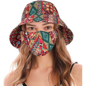 HZMAN Sun Hat for Women Outdoor Sand Dust UV Protection Wide Brim Hats with Face Mask Summer Beach Hat Foldable Packable Hats
