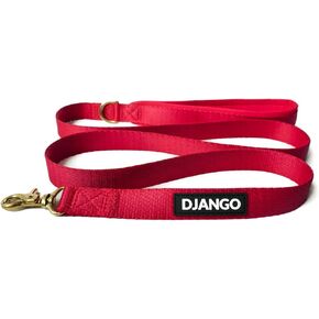 DJANGO Adventure Dog Leash – Strong, Comfortable, and Stylish Dog Leash with Solid Brass Hardware and Padded Handle - Designed for Outdoor Adventures and Everyday Use (Crimson Red)