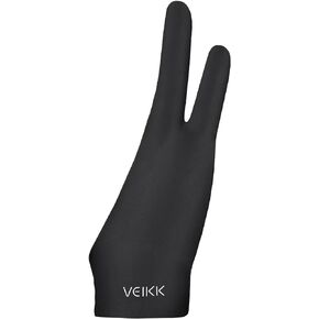 VEIKK Artist Glove for Drawing Tablet,Ipad,Sketching Two Finger Glove Free Size for Right Hand and Left Hand Black