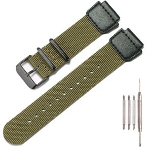 Military Nylon strap Compatible with Casio AE1200WH AQ-S810W SGW-300H 400 500 Men's stainless steel ring Replacement Watch band