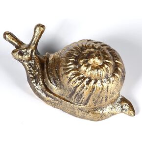 Hide a Key Outdoor, Cast Iron Snail Hidden Spare Key Hider for Outside Garden Indoor Decoration, Antique Gold