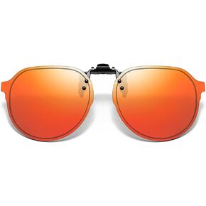 Clip On Retro Round Sunglasses for Men Women, Flip Up Metal Clip UV400 TAC Lens