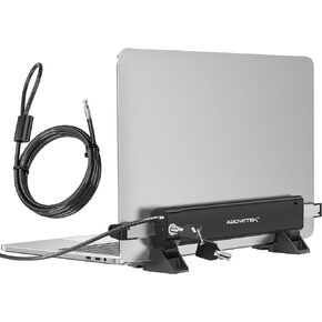 AboveTEK MacBook & Surface Laptop Locking Station with Combo Lock Cable, Anti Theft Folding Security Laptop Desk Mount, Adjustable & Portable, Fits 12"-16" Laptops/Notebooks, Black