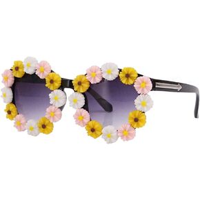 Naimo Toddler Kids Girl Pearl Round Anti-UV Sunglasses for Party Photography Outdoor Beach