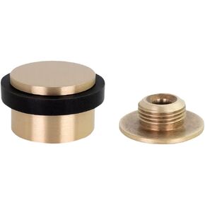 EVI | Adhesive Doorstop | Threaded Base | 0.8'' X 1.1'' | Natural Silicone | Brass Finished | Simple Fixation | 100% Functional | Mod. I-103/28 (Brass Mate - Black Rubber)