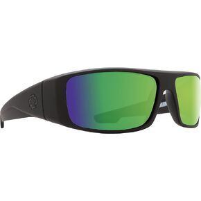 Spy Optic Logan Sunglasses with Happy Lens and Trident Polarization, Matte Black/Happy Bronze Polar with Green Spectra