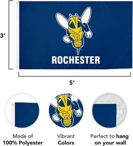 Desert Cactus University of Rochester Flag YellowJackets UR Flag Banners 100% Polyester Indoor Outdoor 3x5 feet Flags (Style 3a) in Saudi Arabia