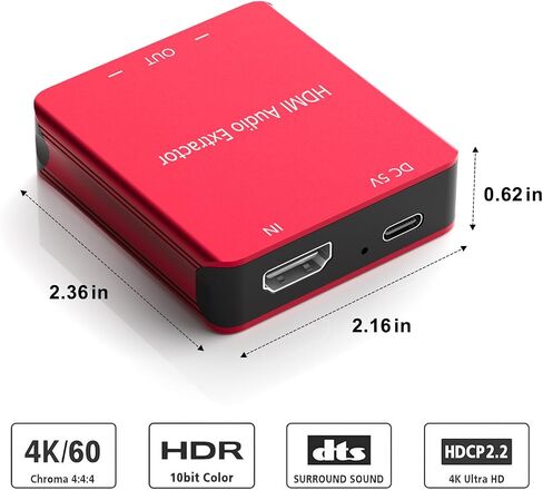 محول HDMI 4K HDMI 2.0 لمستخرج الصوت من Azduou لجهاز Playstation 5 يدعم عرض النطاق الترددي 18 جيجابت في الثانية، HDCP2.2، Dolby Digital/DTS Passthrough CEC وHDR10 in Saudi Arabia