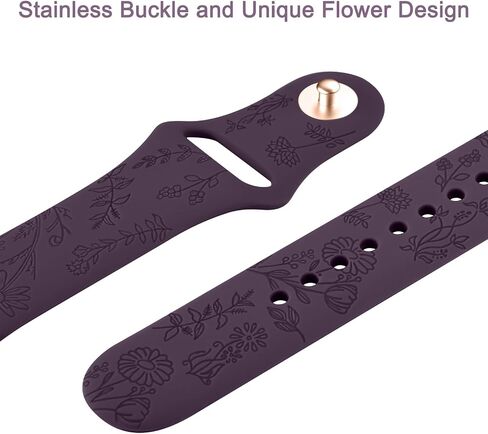 2 Pack Flower Engraved Bands Compatible with Garmin Venu 2 Plus/Venu Sq/Venu, Garmin Vivoactive 5 / Vivoactive 3, Soft Silicone Sport Replacement Strap for Garmin Vivomove Sport, Vivoactive 3 Music, Forerunner 645 / 245 Music Smart Watch in Saudi Arabia
