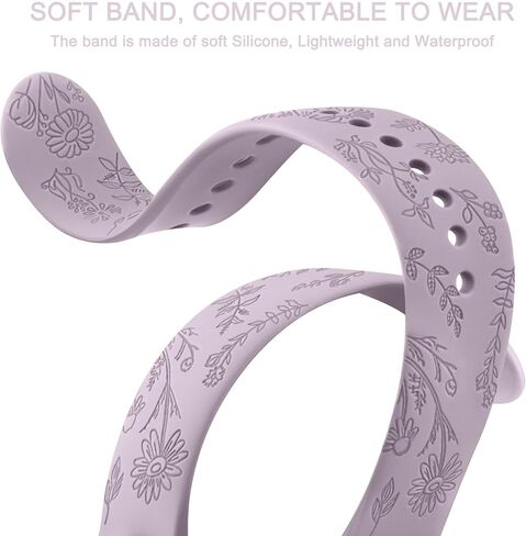2 Pack Flower Engraved Bands Compatible with Garmin Venu 2 Plus/Venu Sq/Venu, Garmin Vivoactive 5 / Vivoactive 3, Soft Silicone Sport Replacement Strap for Garmin Vivomove Sport, Vivoactive 3 Music, Forerunner 645 / 245 Music Smart Watch in Kuwait