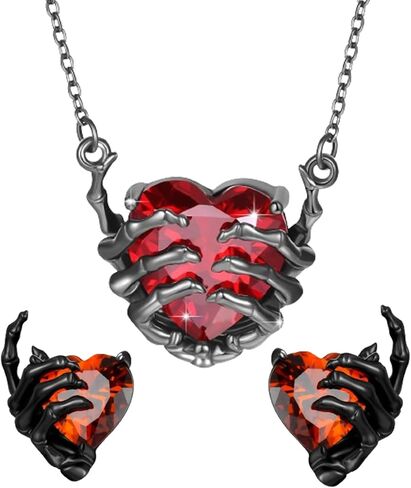 مجموعة مجوهرات يد جمجمة من OHAYOO من الفضة الإسترلينية عيار 925 هدايا مجوهرات قوطية للنساء والفتيات والرجال in Kuwait