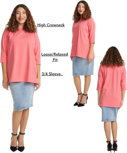 ESTEEZ 3/4 Sleeve Comfy Oversized Loose Fit Cotton T-Shirts for Women in Saudi Arabia