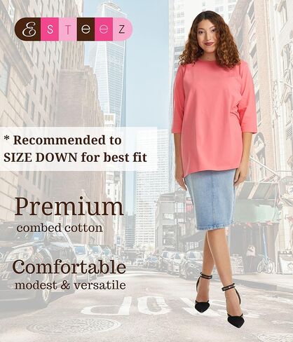 ESTEEZ 3/4 Sleeve Comfy Oversized Loose Fit Cotton T-Shirts for Women in Saudi Arabia