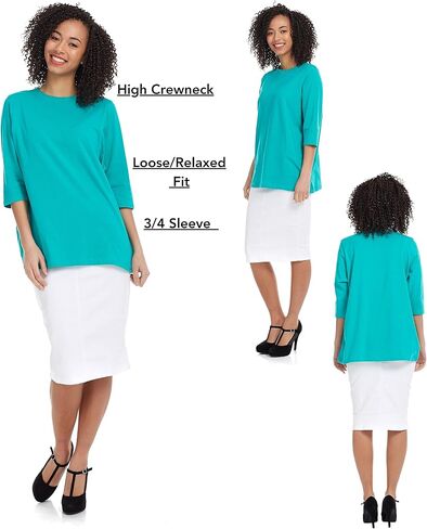 ESTEEZ 3/4 Sleeve Comfy Oversized Loose Fit Cotton T-Shirts for Women in Saudi Arabia