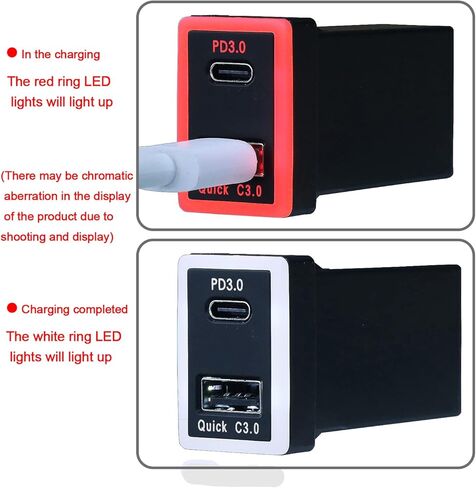 QC3.0 +PD3.0 USB Power Socket, 60W Output, Type C & Quick Charge 3.0 Car Charger USB Adapter for Smart Phone PDA iPad iPhone Android GPS Use for Toyota (Type A) in Saudi Arabia