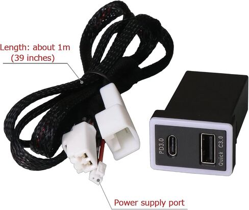 QC3.0 +PD3.0 USB Power Socket, 60W Output, Type C & Quick Charge 3.0 Car Charger USB Adapter for Smart Phone PDA iPad iPhone Android GPS Use for Toyota (Type A) in Saudi Arabia