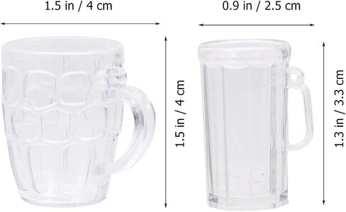 Toddmomy 24pcs Miniature Beer Cups Mini Beer Mugs Model Mini Clear Plastic Mug Mini House Mug Shot Drinking Glasses Models Dollhouse Glassware Drinkware Supplies in Saudi Arabia