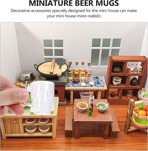 Toddmomy 24pcs Miniature Beer Cups Mini Beer Mugs Model Mini Clear Plastic Mug Mini House Mug Shot Drinking Glasses Models Dollhouse Glassware Drinkware Supplies in Saudi Arabia