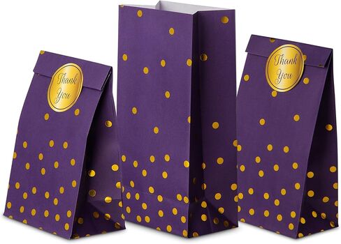 ROYAL BLUEBONNET Black Party Favor Bags and Stickers- 24 Black and Gold Candy Bags for Birthday Party, Retirement, 50th Birthday, Small Goodie Favor Treat for Thank You Table for Anniversary in Saudi Arabia