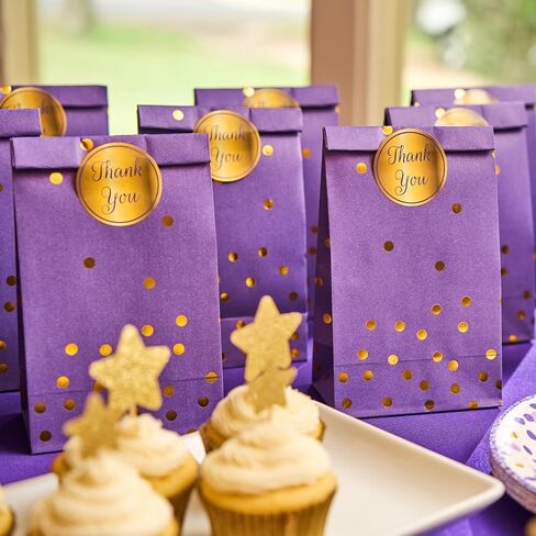 ROYAL BLUEBONNET Black Party Favor Bags and Stickers- 24 Black and Gold Candy Bags for Birthday Party, Retirement, 50th Birthday, Small Goodie Favor Treat for Thank You Table for Anniversary in Saudi Arabia