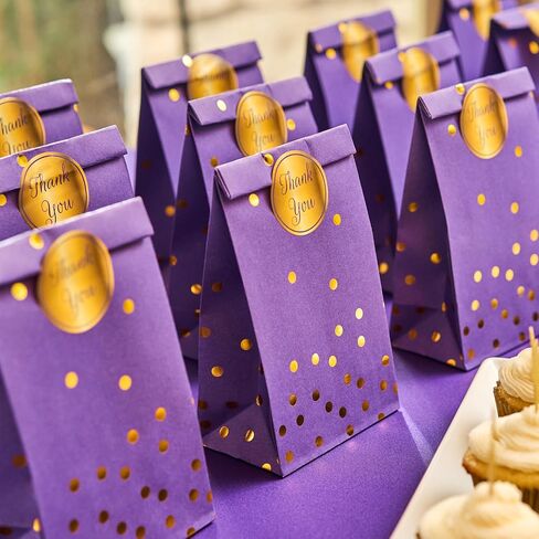 ROYAL BLUEBONNET Black Party Favor Bags and Stickers- 24 Black and Gold Candy Bags for Birthday Party, Retirement, 50th Birthday, Small Goodie Favor Treat for Thank You Table for Anniversary in Saudi Arabia