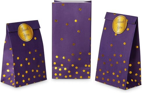 ROYAL BLUEBONNET Black Party Favor Bags and Stickers- 24 Black and Gold Candy Bags for Birthday Party, Retirement, 50th Birthday, Small Goodie Favor Treat for Thank You Table for Anniversary in Saudi Arabia