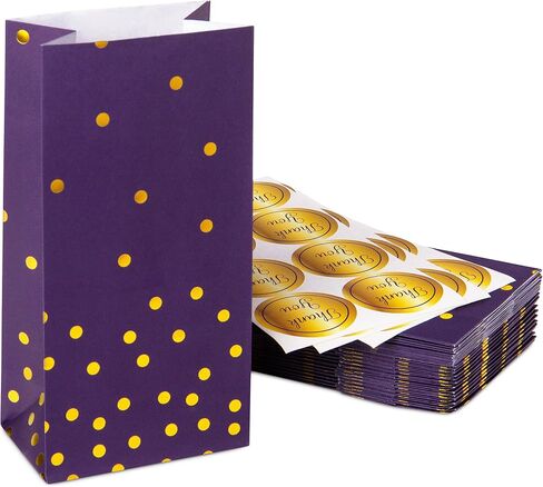 ROYAL BLUEBONNET Black Party Favor Bags and Stickers- 24 Black and Gold Candy Bags for Birthday Party, Retirement, 50th Birthday, Small Goodie Favor Treat for Thank You Table for Anniversary in Saudi Arabia