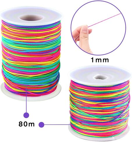 VGOODALL 100 Yards White Elastic String Beading Cord Stretchy String for Bracelets, Necklace, Jewelry Making and Crafts,1MM in Saudi Arabia