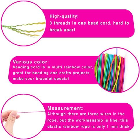 VGOODALL 100 Yards White Elastic String Beading Cord Stretchy String for Bracelets, Necklace, Jewelry Making and Crafts,1MM in Saudi Arabia