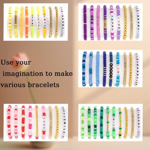 6000+ Blue Clay Beads Bracelet Making Kit Friendship Gold Beads Letter Beads Heishi Beads Polymer Clay Beads Jewelry&Bracelet Making Kit for Teen Girls Birthday Gift (Multicolour6) in Saudi Arabia