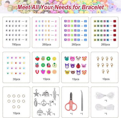 QUEFE 12600 قطعة 3 مم 28 لونًا من الخرز الزجاجي لمجموعة صنع سوار الصداقة، خرز صغير، طقم صنع السوار مع 1560 قطعة من خرز الحروف، خرز القلب، خرز الطين، هدايا الحرف اليدوية لصنع المجوهرات in Kuwait
