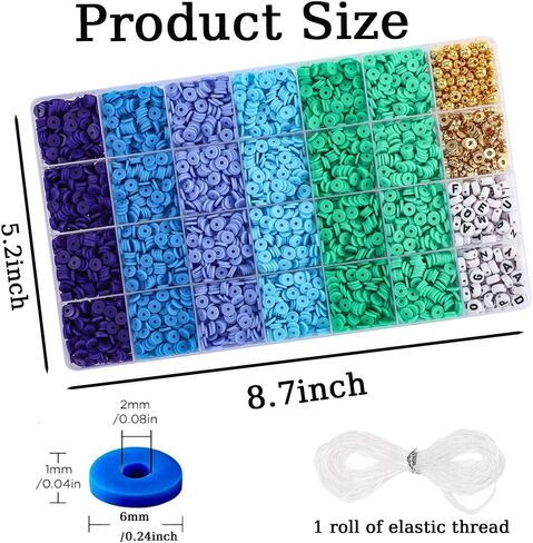 6000+ Blue Clay Beads Bracelet Making Kit Friendship Gold Beads Letter Beads Heishi Beads Polymer Clay Beads Jewelry&Bracelet Making Kit for Teen Girls Birthday Gift (Multicolour6) in Saudi Arabia