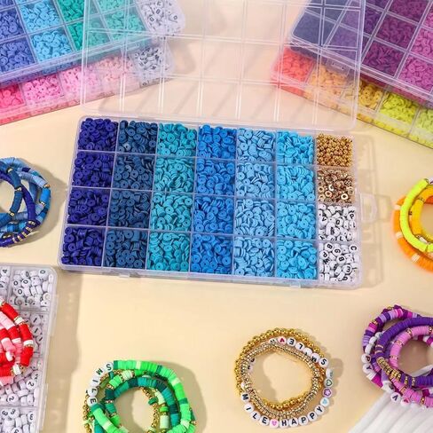 6000+ Blue Clay Beads Bracelet Making Kit Friendship Gold Beads Letter Beads Heishi Beads Polymer Clay Beads Jewelry&Bracelet Making Kit for Teen Girls Birthday Gift (Multicolour6) in Saudi Arabia