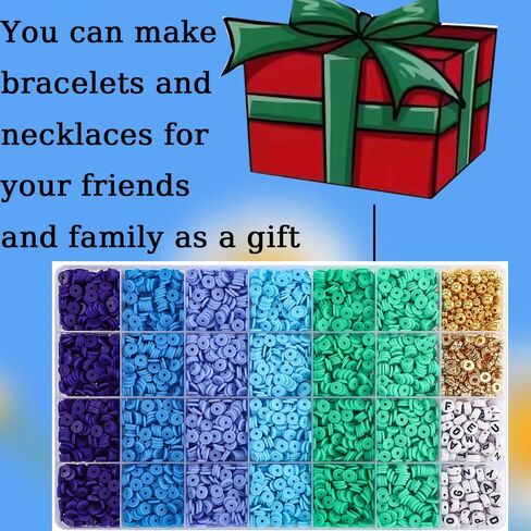 6000+ Blue Clay Beads Bracelet Making Kit Friendship Gold Beads Letter Beads Heishi Beads Polymer Clay Beads Jewelry&Bracelet Making Kit for Teen Girls Birthday Gift (Multicolour6) in Saudi Arabia