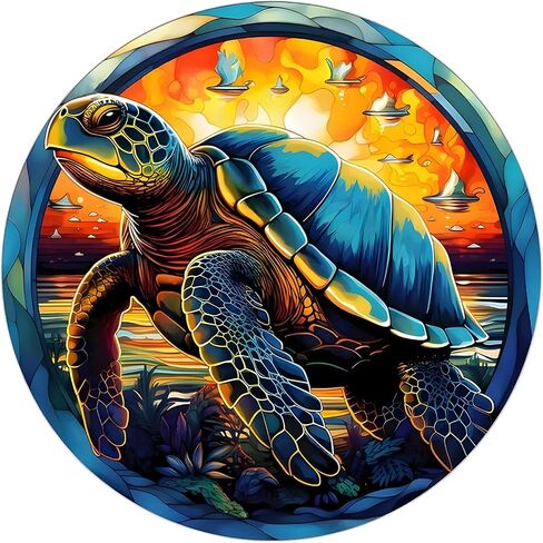 MXJSUA 5D Sea Turtle Stained Glass Diamond Art Painting Kits for Adults, DIY Diamond Art Kits for Beginners Gem Art Craft Kits Home Wall Decor Gift 12x12 Inch in Saudi Arabia