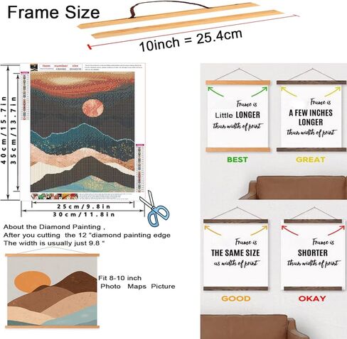VAVCASE قطعتان من إطارات الرسم الفني الماسي مقاس 12 × 16 بوصة و30 × 40 سم لوحة فنية ماسية، صور أو صور إطار فني للرسم الفني الماسي 5D لباب نافذة الحائط (عبوتان) in Saudi Arabia