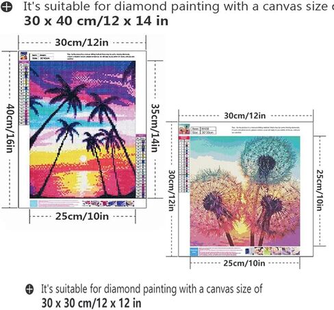 VAVCASE قطعتان من إطارات الرسم الفني الماسي مقاس 12 × 16 بوصة و30 × 40 سم لوحة فنية ماسية، صور أو صور إطار فني للرسم الفني الماسي 5D لباب نافذة الحائط (عبوتان) in Saudi Arabia