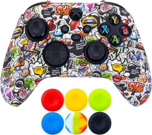 9CDeer قطعة واحدة من غطاء حماية سميك من السيليكون مطبوع عليه نقل + 6 مقابض إبهام لوحدة تحكم Xbox Series X/S فراولة in Kuwait