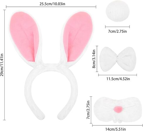 Bunny Rabbit Costume Set Rabbit Ears Headband Tail Nose Bowtie Halloween/Birthday/Cosplay Party Decorations in Saudi Arabia