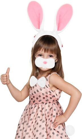 Bunny Rabbit Costume Set Rabbit Ears Headband Tail Nose Bowtie Halloween/Birthday/Cosplay Party Decorations in Saudi Arabia