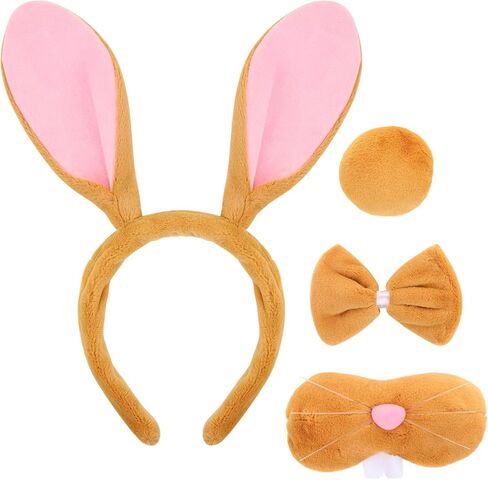 Bunny Rabbit Costume Set Rabbit Ears Headband Tail Nose Bowtie Halloween/Birthday/Cosplay Party Decorations in Saudi Arabia