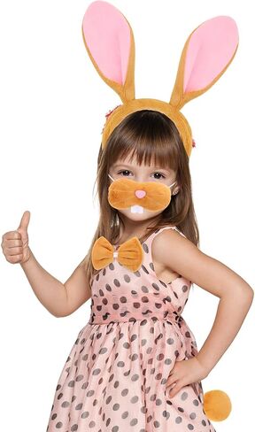 Bunny Rabbit Costume Set Rabbit Ears Headband Tail Nose Bowtie Halloween/Birthday/Cosplay Party Decorations in Saudi Arabia