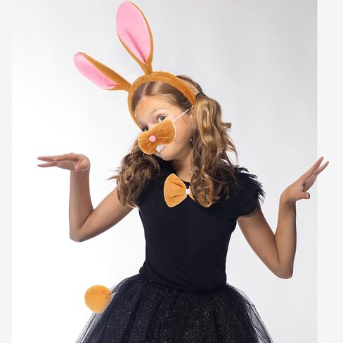 Bunny Rabbit Costume Set Rabbit Ears Headband Tail Nose Bowtie Halloween/Birthday/Cosplay Party Decorations in Saudi Arabia