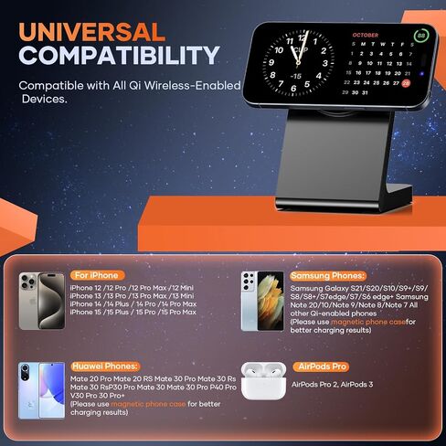 Wireless Charger, Wireless Charging Pad for iPhone 16/15/14/13/12/11 Pro/Pro Max/XS Max/XR/SE, Wireless Charging Mat Station for Samsung Galaxy S25/S22/S21S20/S10/S9/Note10/9, AirPods 2/Pro in Saudi Arabia