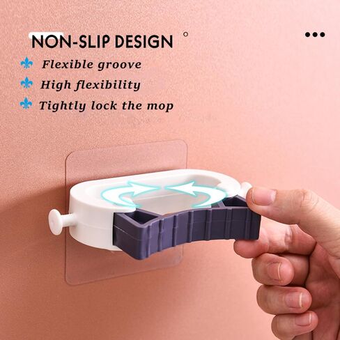 Broom & Mop Holder with 2 Hooks, Multi-Use Gripper, Broom Holder Wall Mount Self Adhesive No Drilling Super Anti-Slip, Durable Mop Grippers for Home, Bathroom, Kitchen, Garden, Garage(3PCS Blue) in Saudi Arabia