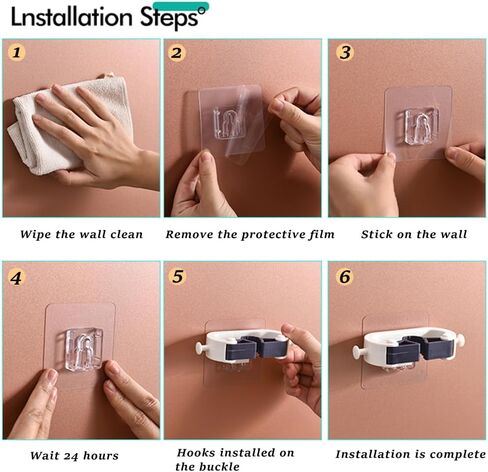 Broom & Mop Holder with 2 Hooks, Multi-Use Gripper, Broom Holder Wall Mount Self Adhesive No Drilling Super Anti-Slip, Durable Mop Grippers for Home, Bathroom, Kitchen, Garden, Garage(3PCS Blue) in Saudi Arabia